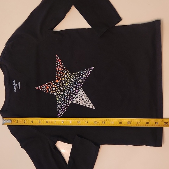 Cat And Jack Black Star Long Sleeve Top Shirt Medium 7 8 - Picture 5 of 6